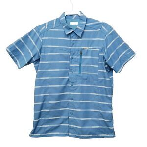 Columbia Shirt Mens Small Vented Zipper Pocket Button Up Omni Shade PFG Blue